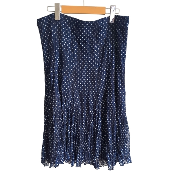 Vex Collection Polka Dot Ruffle Lace Midi Skirt Navy Blue Size EU 44 (US 12) - Picture 2 of 8